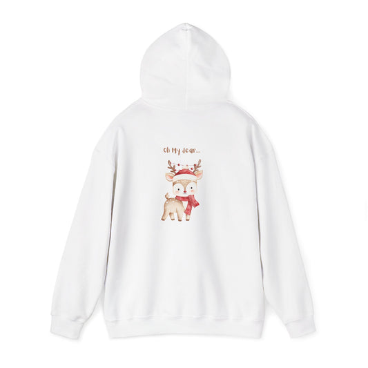 Cute Reindeer Pup Hoodie – "Oh My Deer" Holiday Graphic Sweatshirt