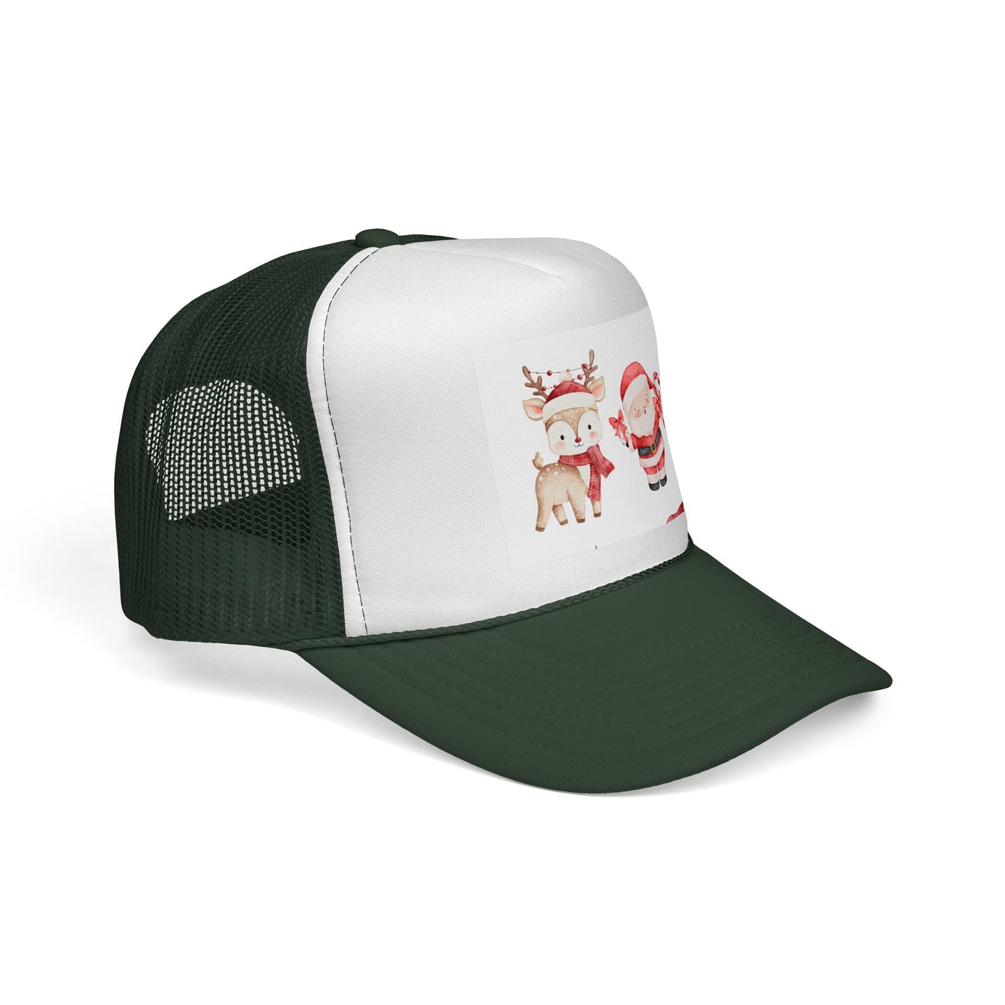 Christmas Santa & Reindeer Trucker Cap — Cute Holiday Truckers Hat
