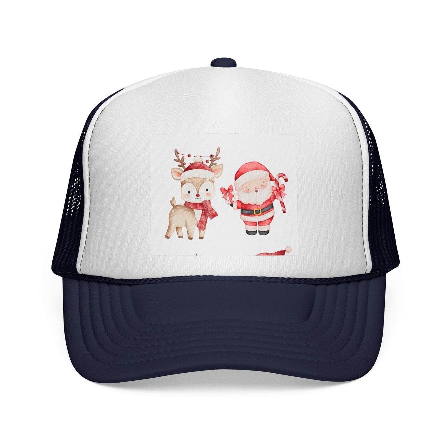 Christmas Santa & Reindeer Trucker Cap — Cute Holiday Truckers Hat