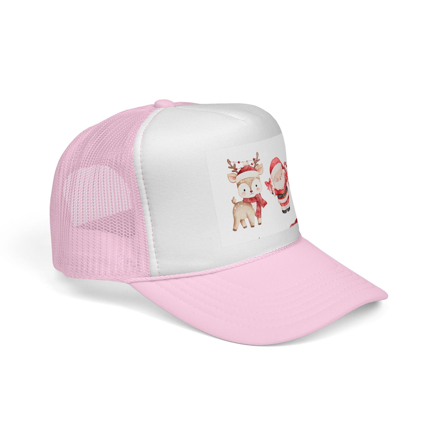 Christmas Santa & Reindeer Trucker Cap — Cute Holiday Truckers Hat