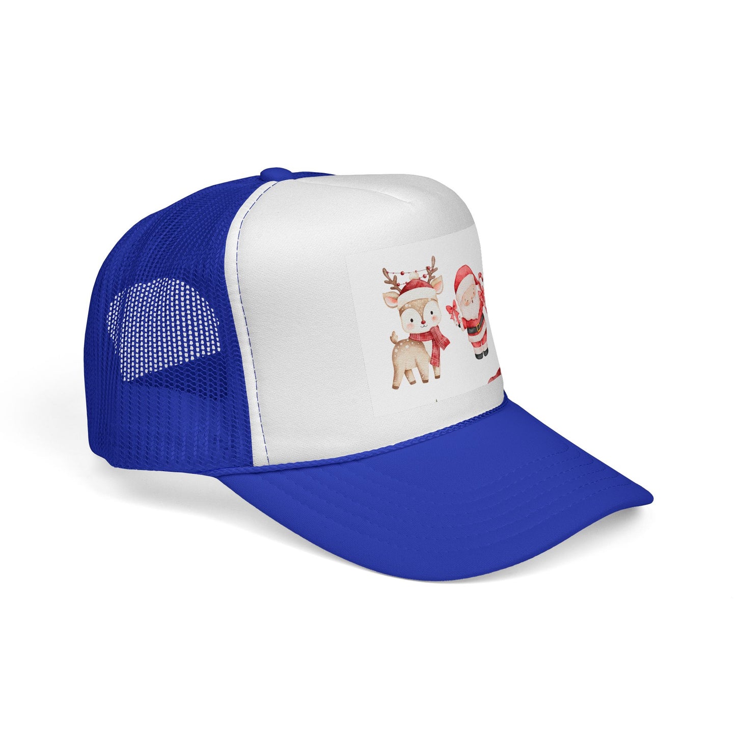 Christmas Santa & Reindeer Trucker Cap — Cute Holiday Truckers Hat