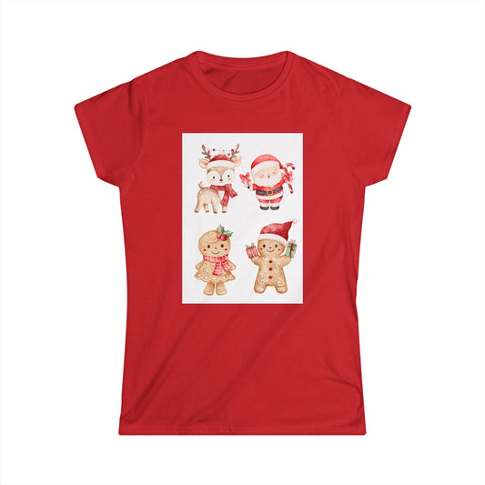 Christmas Cookie Crew Women's Tee — Cute Santa, Reindeer & Gingerbread Holiday Shirt