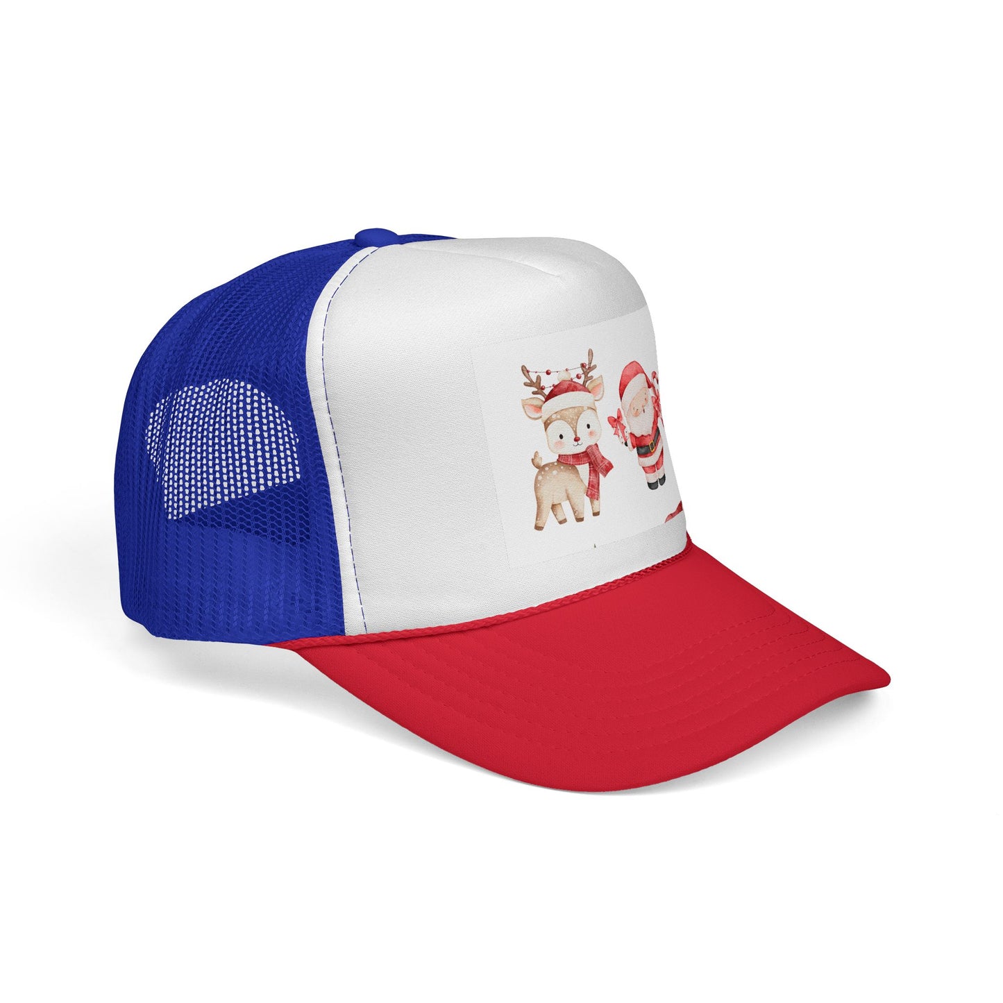 Christmas Santa & Reindeer Trucker Cap — Cute Holiday Truckers Hat