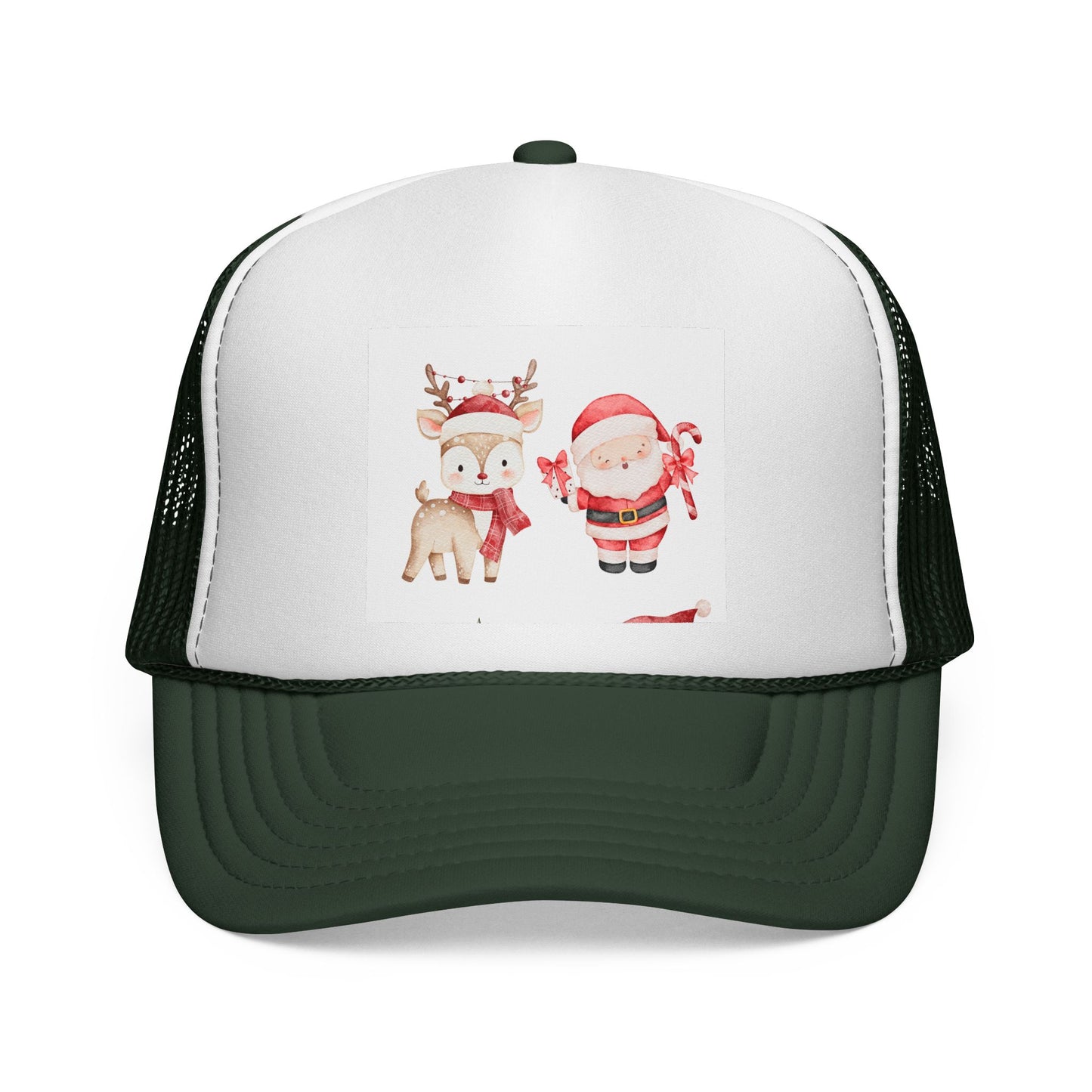Christmas Santa & Reindeer Trucker Cap — Cute Holiday Truckers Hat