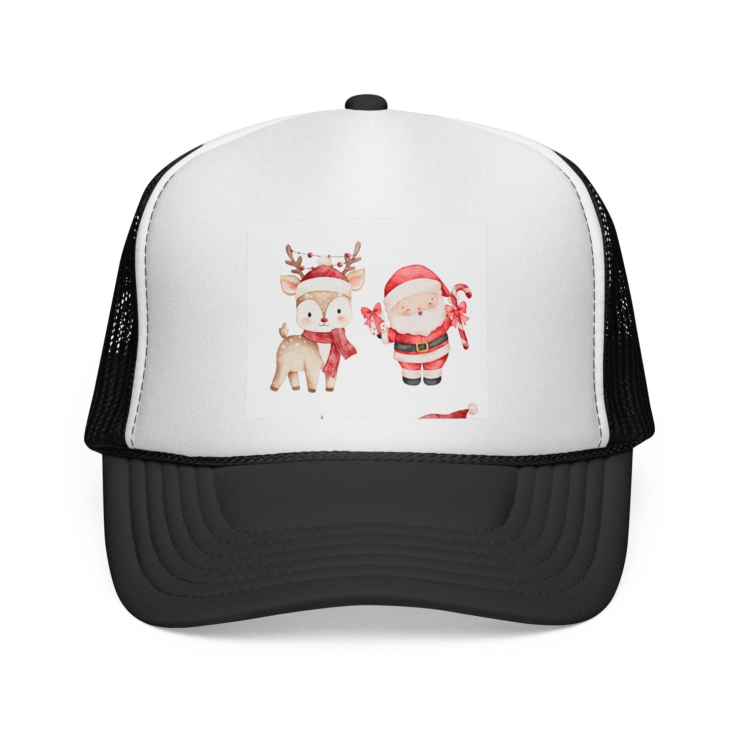 Christmas Santa & Reindeer Trucker Cap — Cute Holiday Truckers Hat