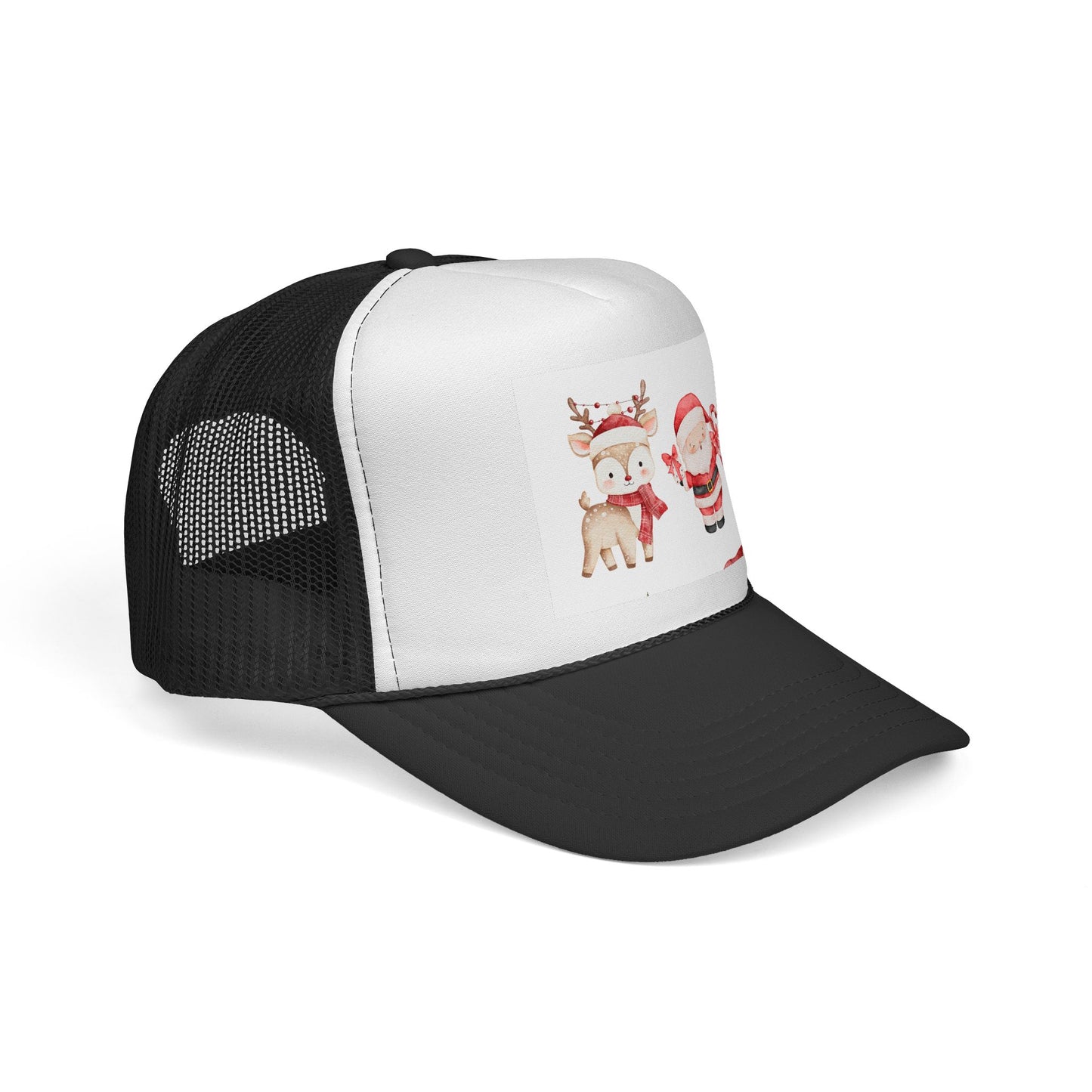 Christmas Santa & Reindeer Trucker Cap — Cute Holiday Truckers Hat
