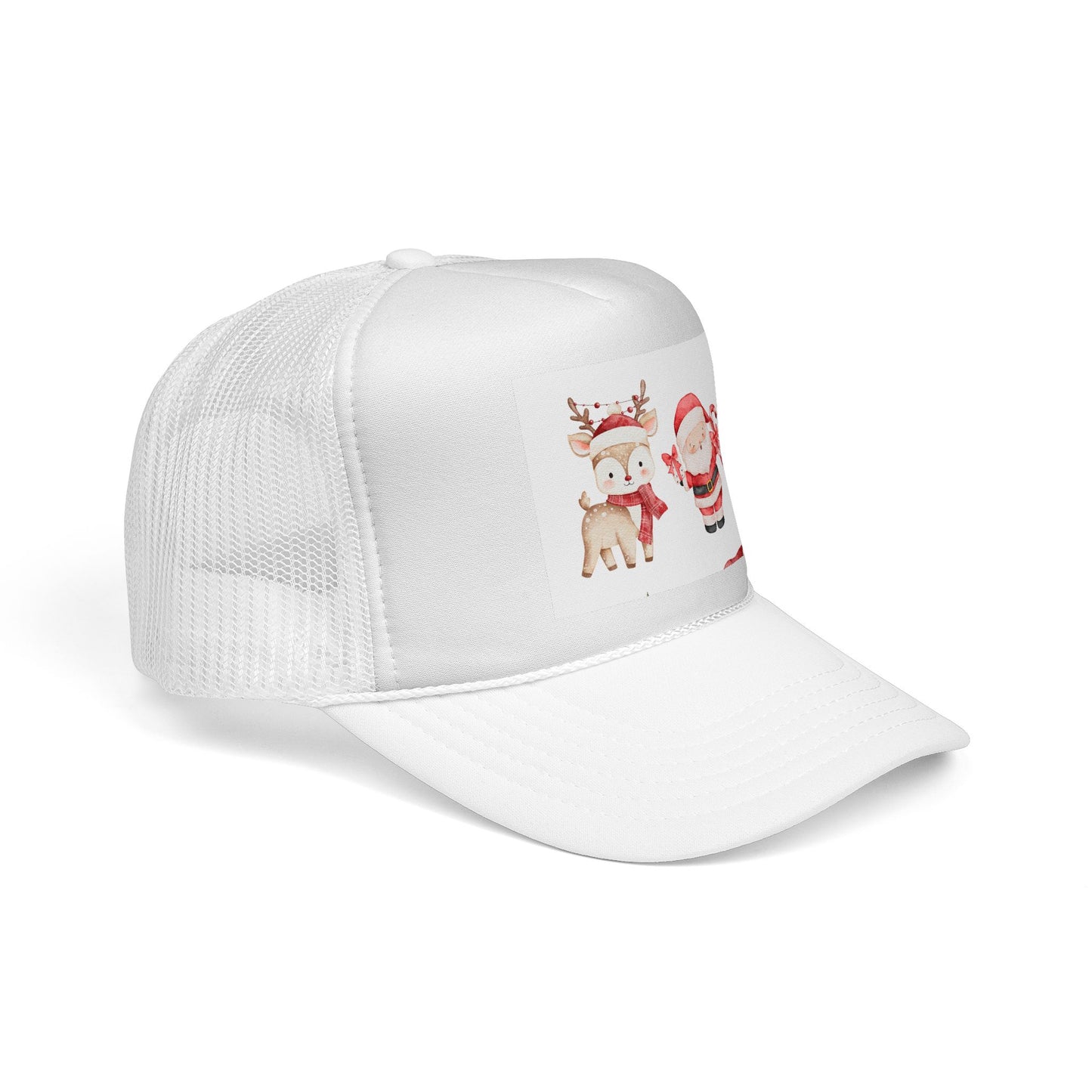 Christmas Santa & Reindeer Trucker Cap — Cute Holiday Truckers Hat