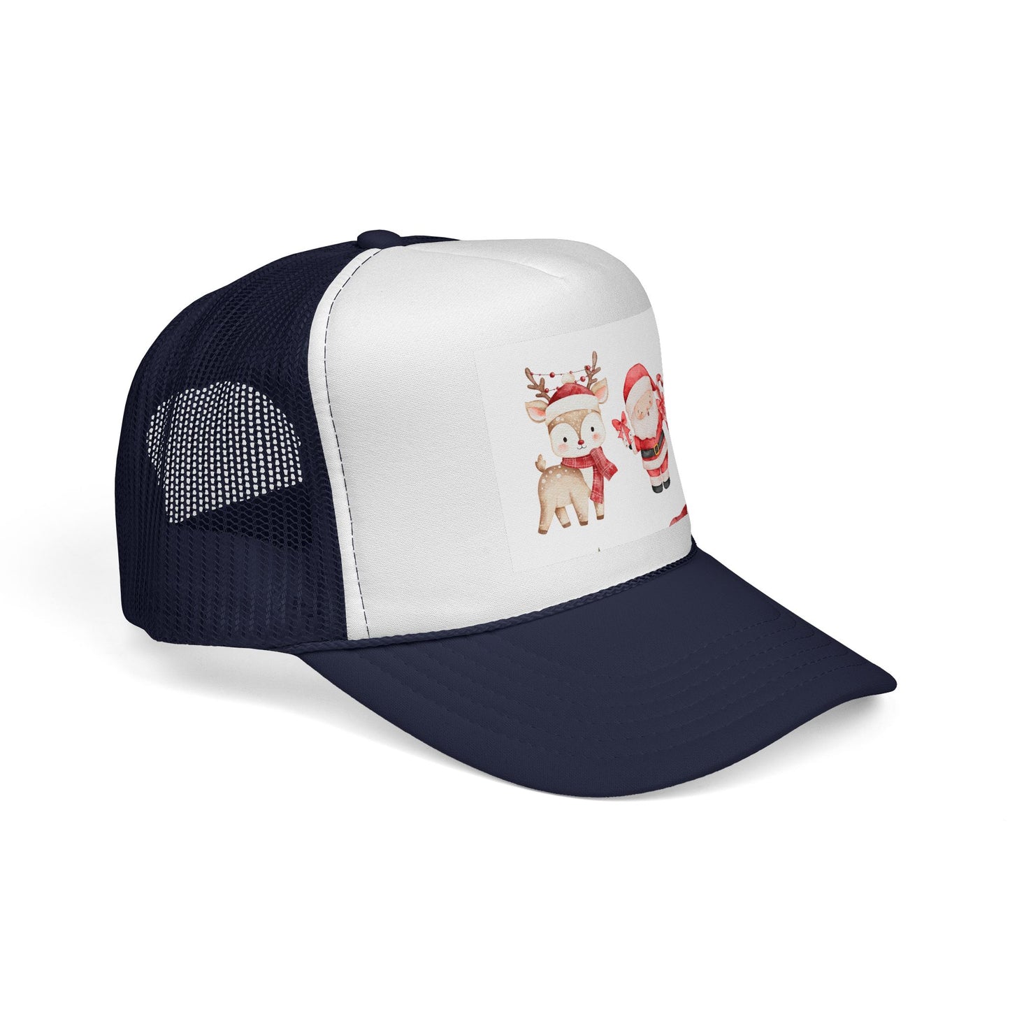 Christmas Santa & Reindeer Trucker Cap — Cute Holiday Truckers Hat