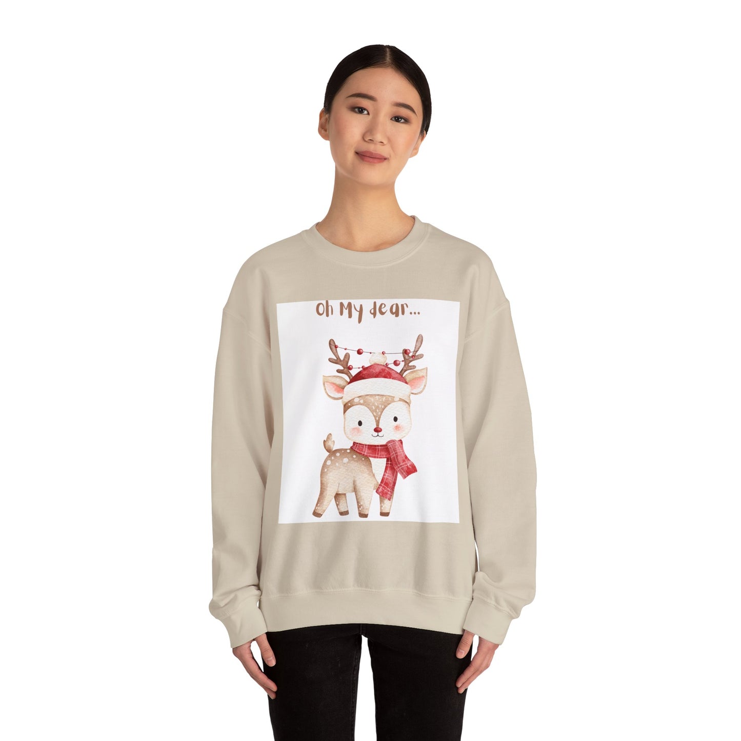 Cute Reindeer Sweatshirt — 'Oh My Dear' Christmas Crewneck