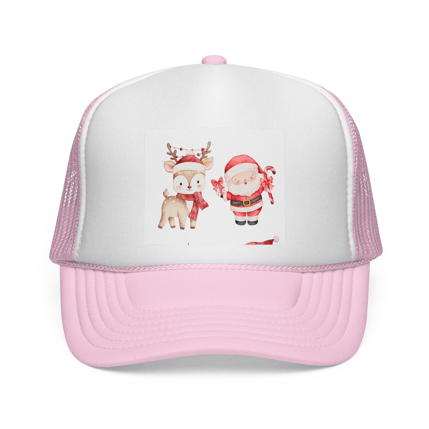 Christmas Santa & Reindeer Trucker Cap — Cute Holiday Truckers Hat