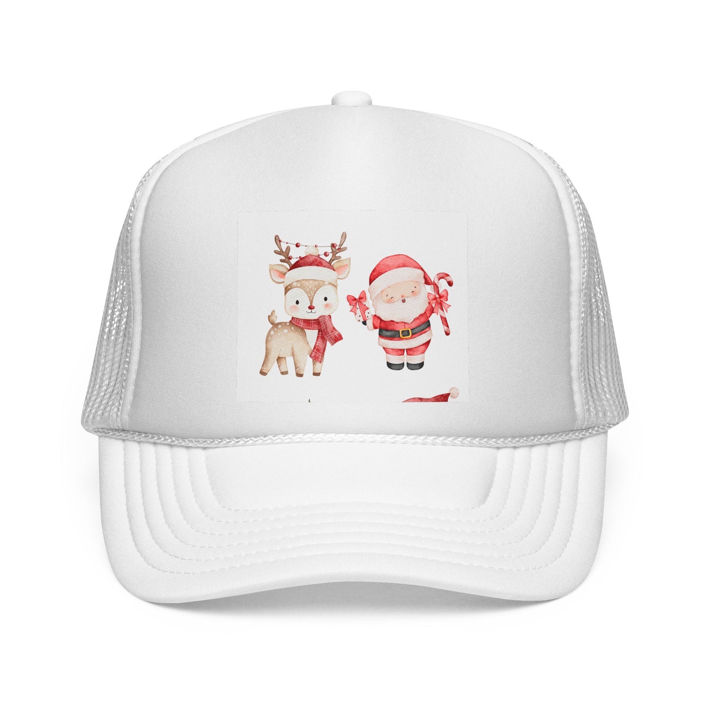 Christmas Santa & Reindeer Trucker Cap — Cute Holiday Truckers Hat
