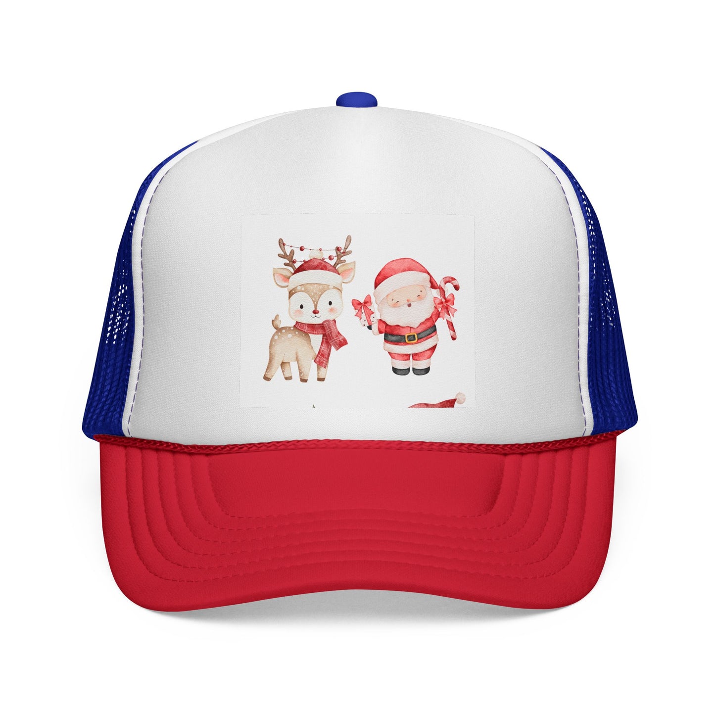 Christmas Santa & Reindeer Trucker Cap — Cute Holiday Truckers Hat