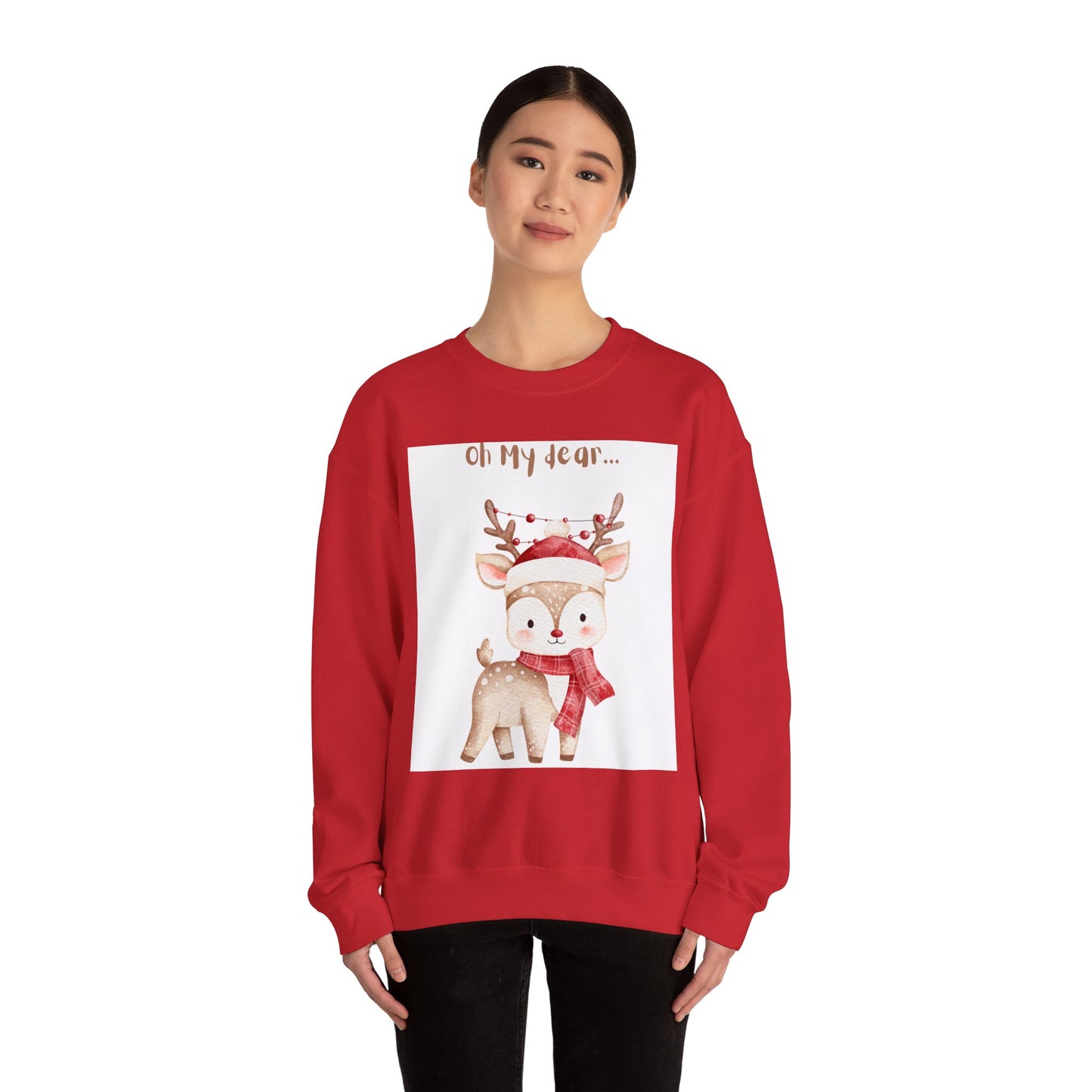 Cute Reindeer Sweatshirt — 'Oh My Dear' Christmas Crewneck