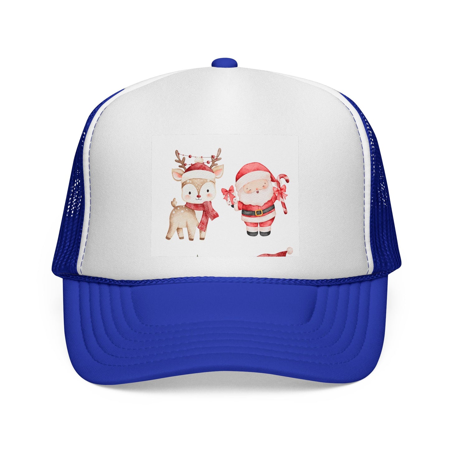Christmas Santa & Reindeer Trucker Cap — Cute Holiday Truckers Hat